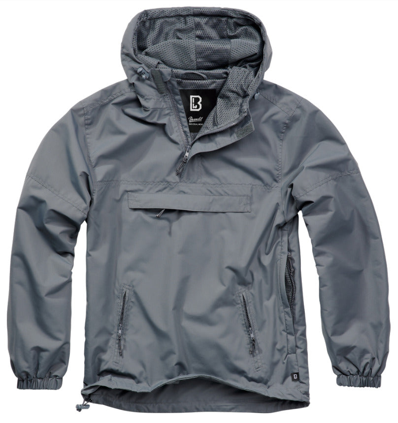 Brandit Windbreaker Anorak Summer Hoodie Rain Jacket Outdoor Hiking Anthracite