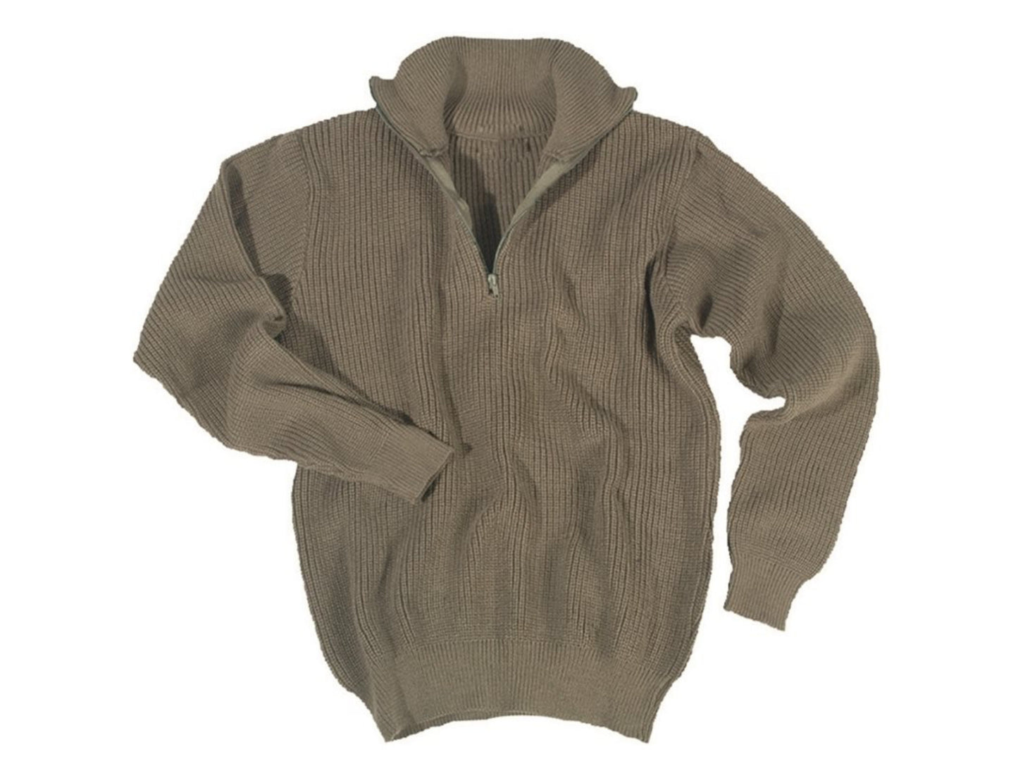 MIL-TEC Troyer Military Army Style Sweater Knitted With Zipper OD Green