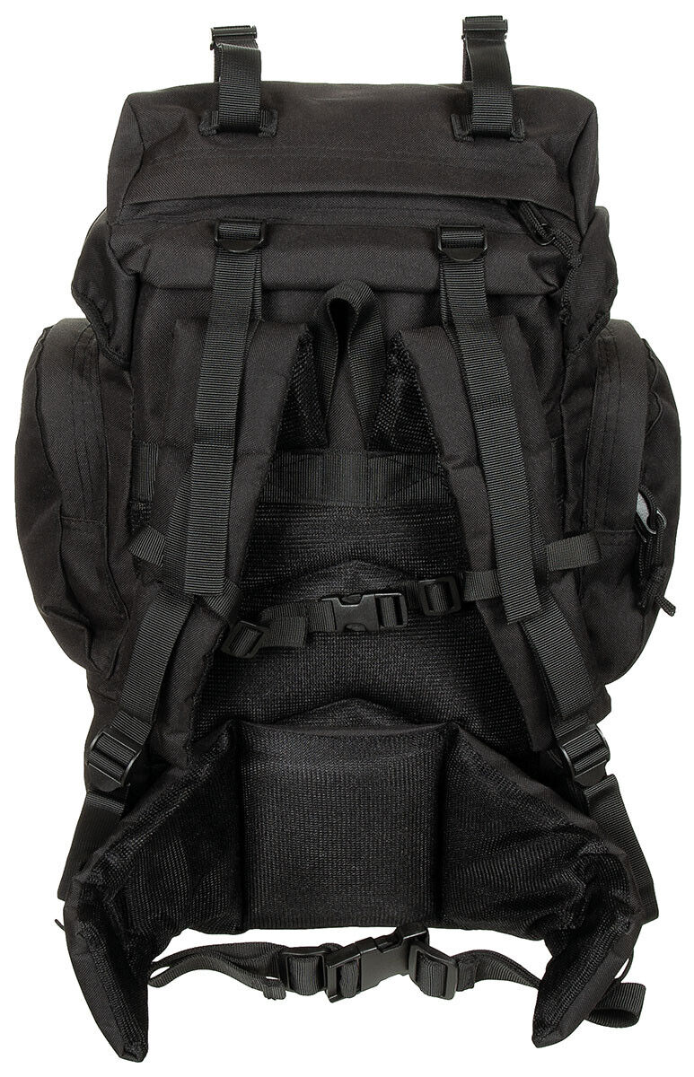 Tactical Large Backpack Black Adjustable Straps Detachable Chest Strap Padded