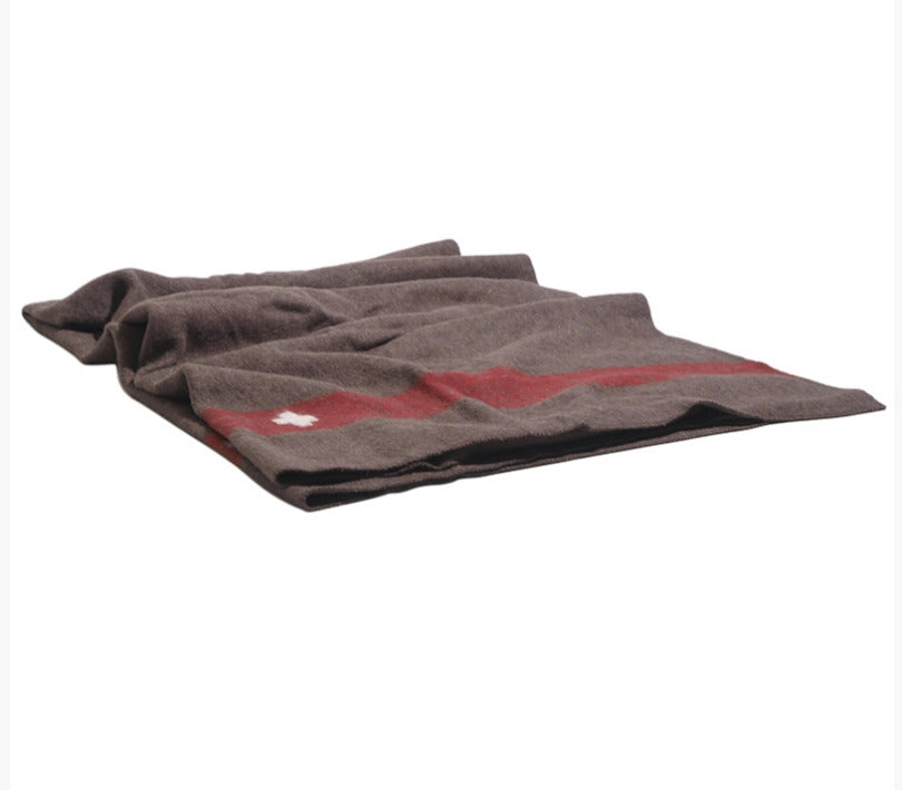 Swiss Army Brown Wool Blanket 200x140 cm - Vintage Military Surplus Used