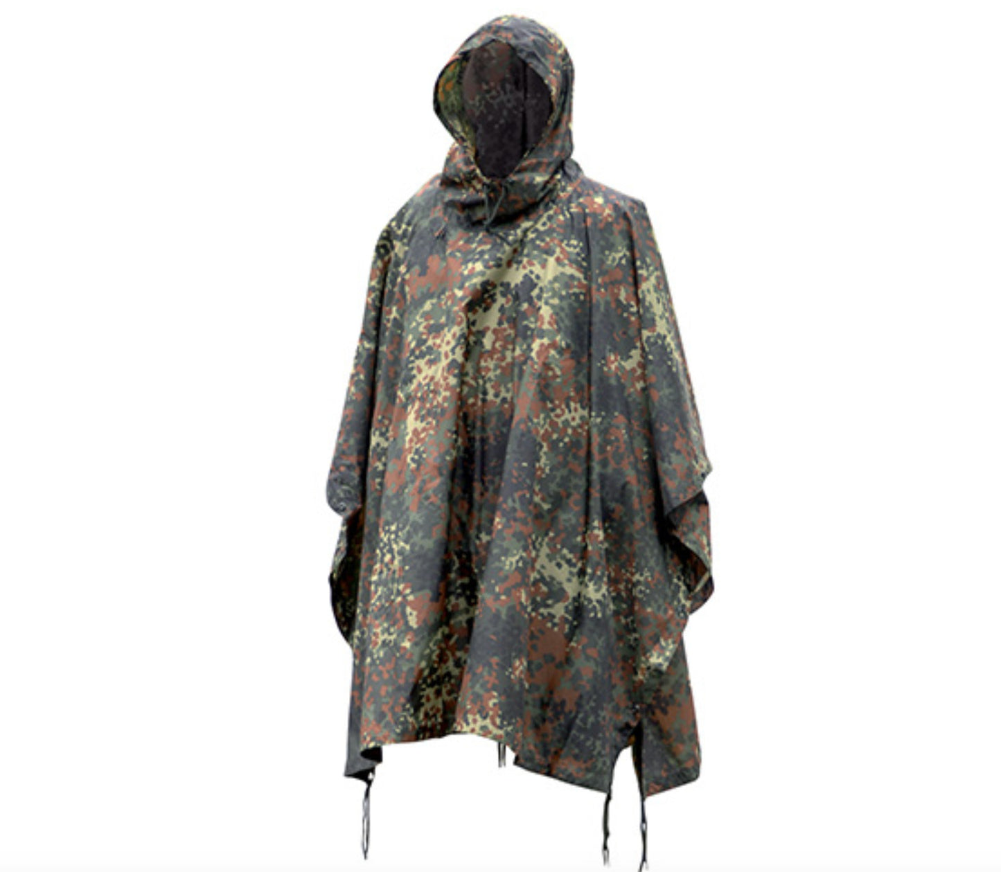 MIL-TEC Weatherproof Rain Coat Hunting Wet Weather Poncho Ripstop Flecktarn