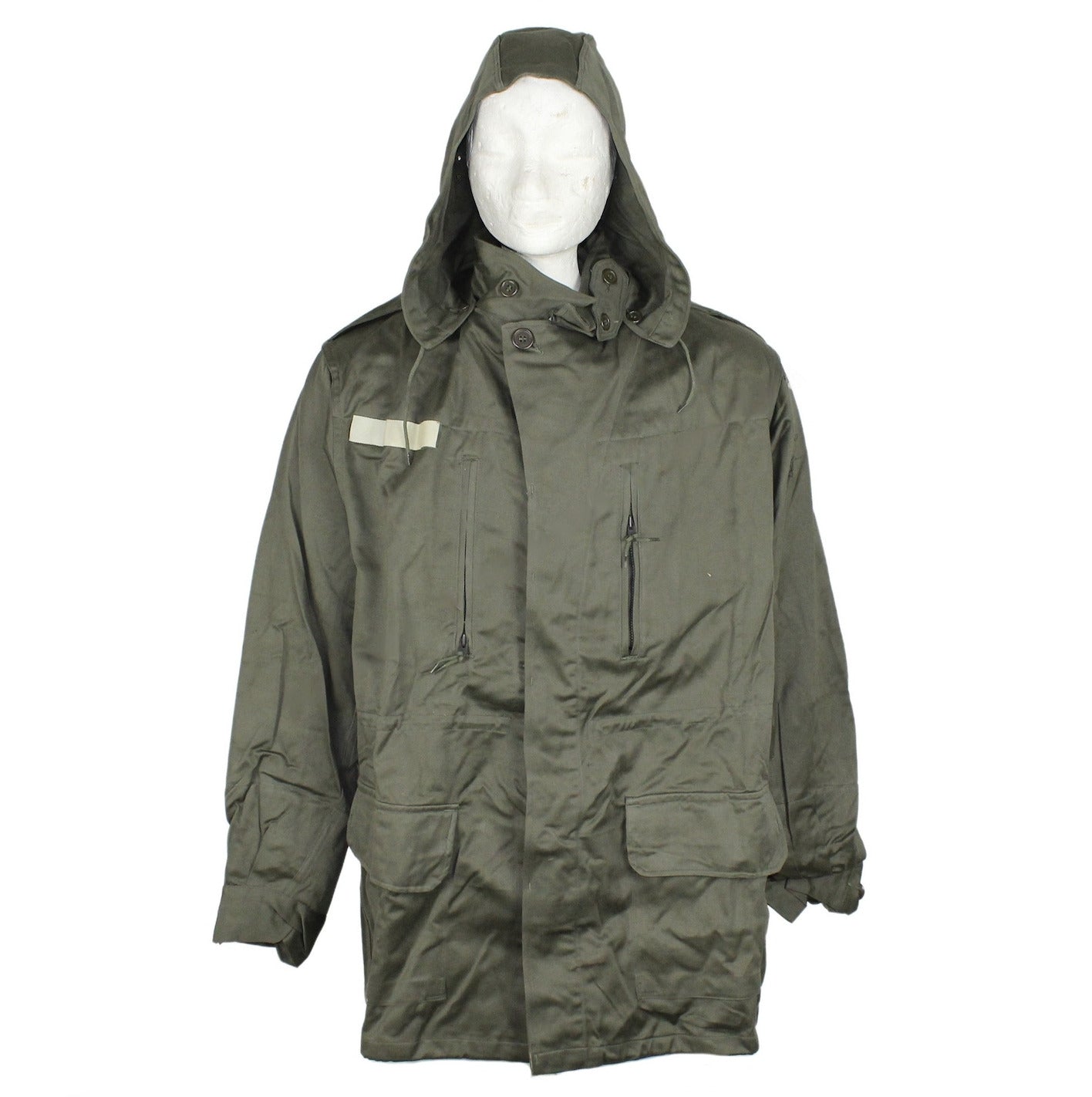 Original French Army Olive OD Jacket Fatigue Combat Military Hooded Parka Used