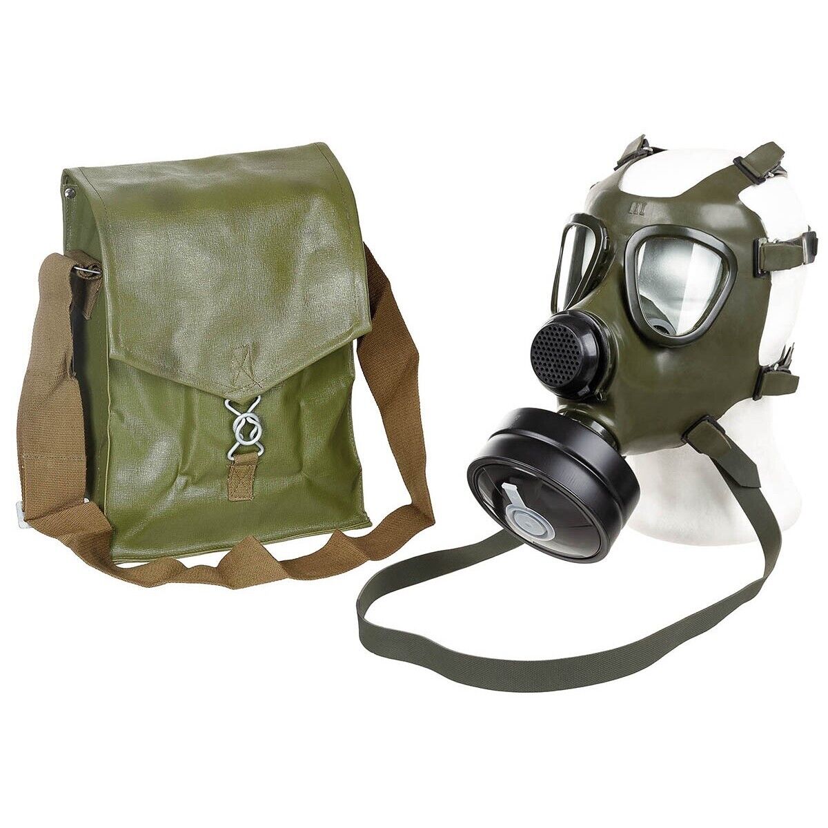 Romanian M74 Gas Mask Set – Dark Green, With Bag, Unused Military Surplus
