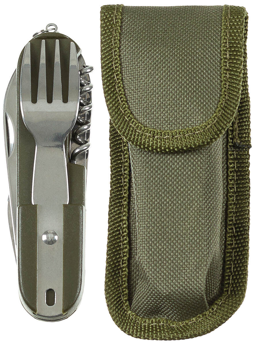 Pocket Knife Military Army Camping Hunting OD Green Fork And Spoon