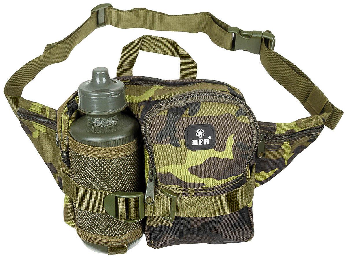 Waist Bag with Drinking Bottle Military Army Combat Style M 95 CZ Camo