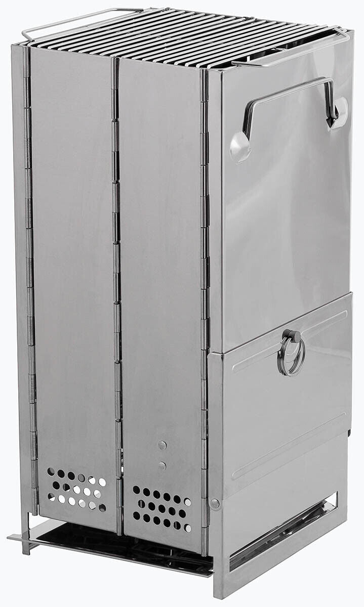 Large Foldable Rocket Stove - Stainless Steel - Suitable for Solid Fuels