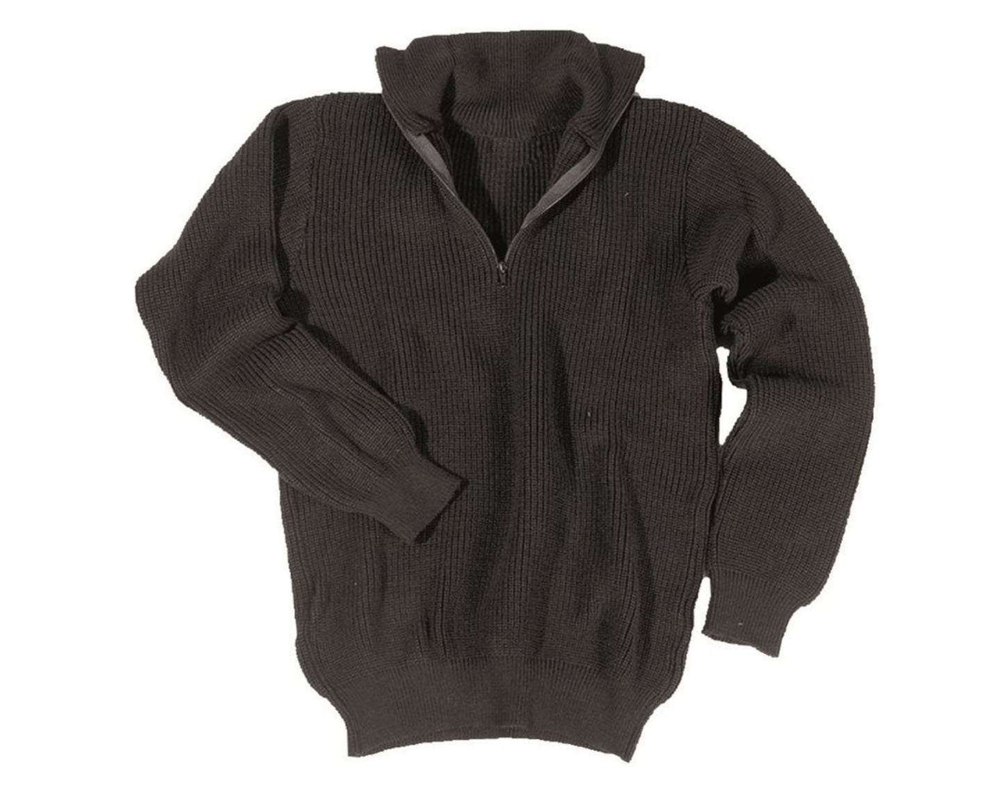 MIL-TEC Troyer Military Army Style Sweater Knitted With Zipper Black