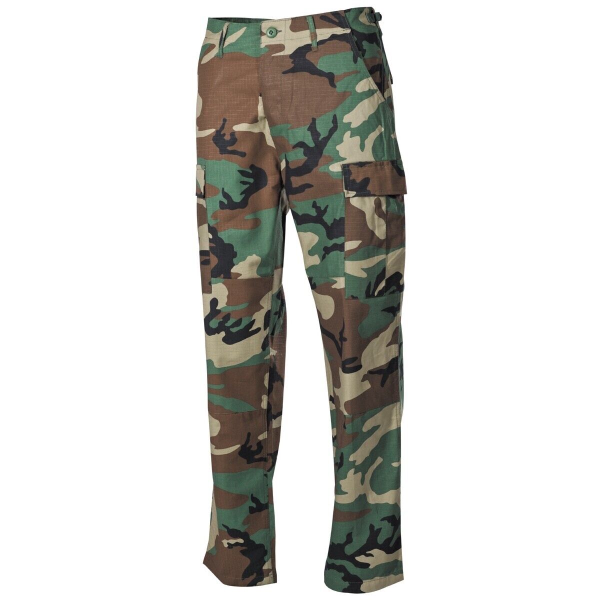 US Army Camo Tactical BDU Pants Military Combat Rip Stop Trousers Woodland MFH