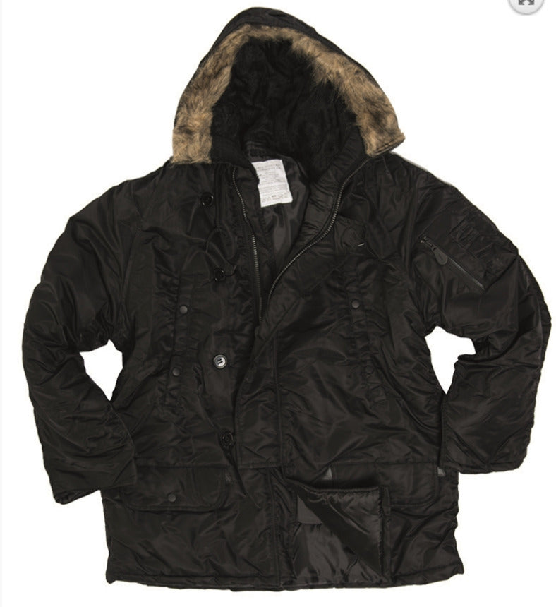 MIL-TEC NEW US Military Army Parka N3B Faux fur Hooded Black Style Aviator