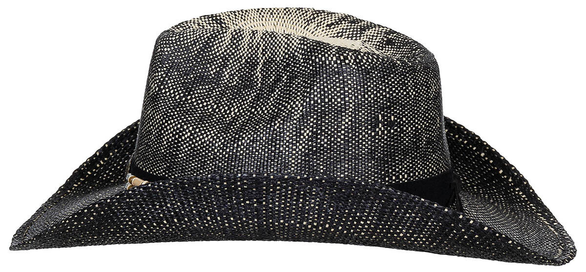 Straw Summer Hat Texas With Hat Band Black Brown One Size