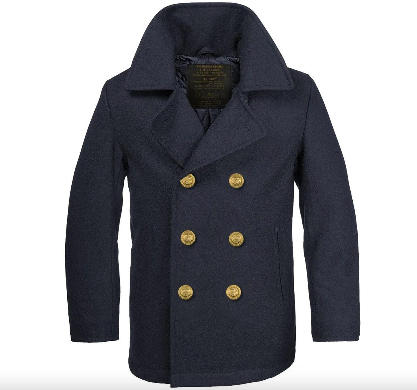 Bundeswehr Army German Navy Jacket Short Coat Wool Peacoat Golden Buttons