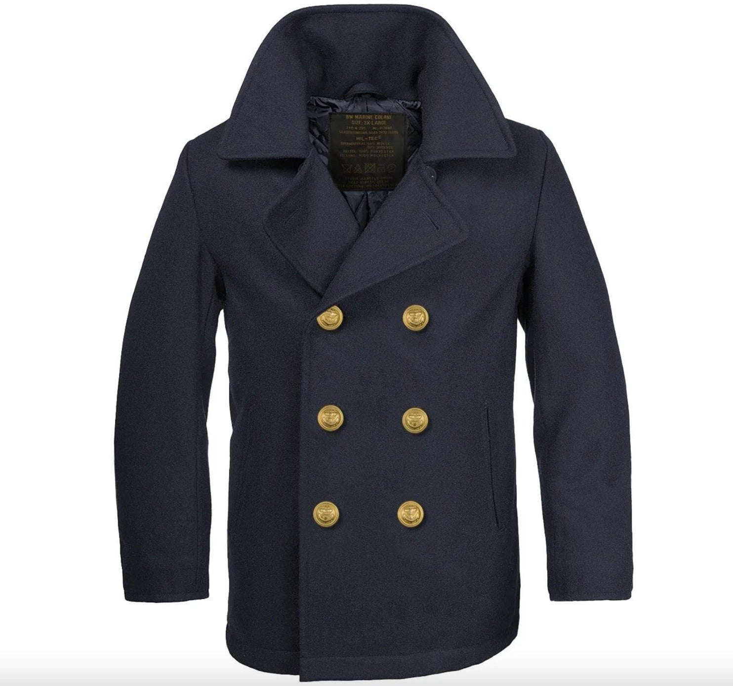 Bundeswehr Army German Navy Jacket Short Coat Wool Peacoat Golden Buttons