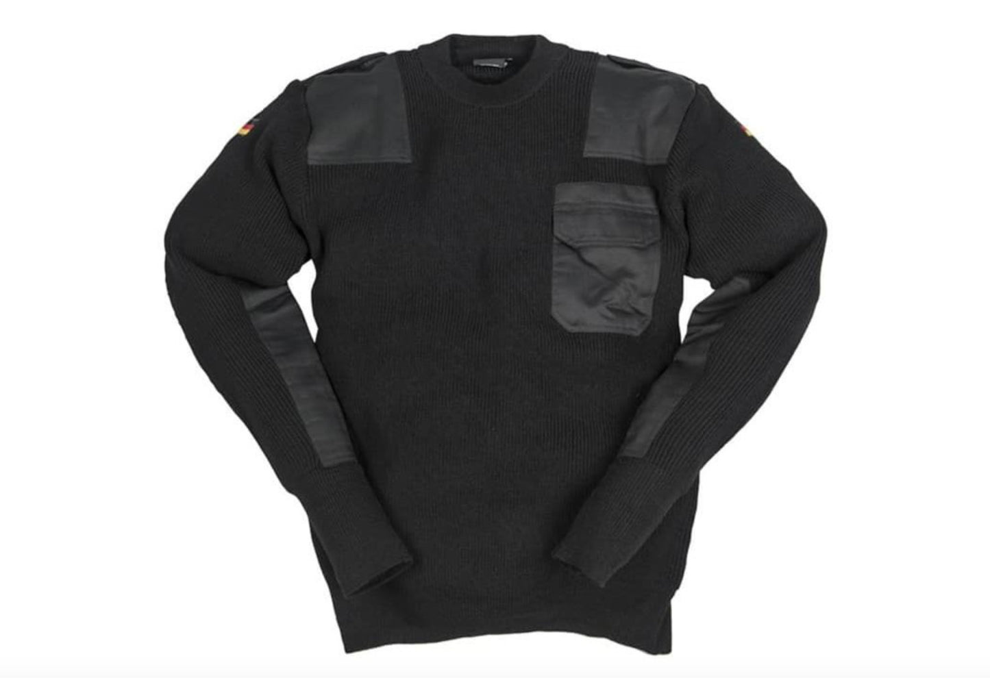 MIL-TEC BW Bundeswehr German Flag Military Army Black Sweater 80% Wool