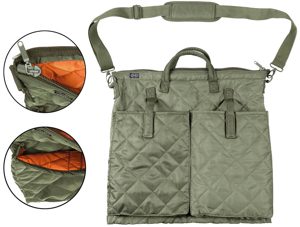 Bundeswehr Flight Helmet Bag OD Green Versatile Design Detachable Shoulders