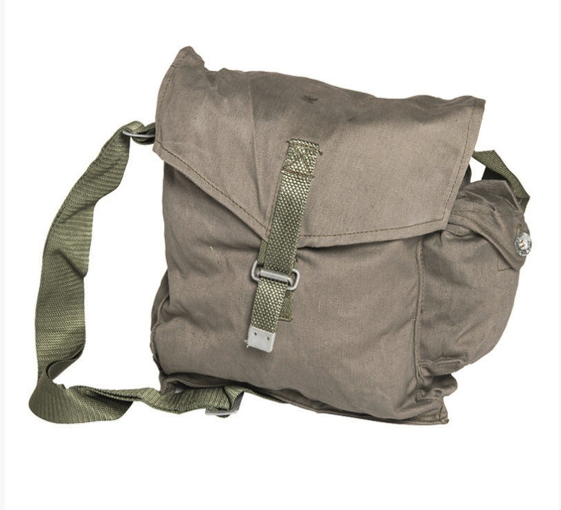 Polish Grey Big Bread Bag with Adjustable Strap Vintage Military Surplus Used