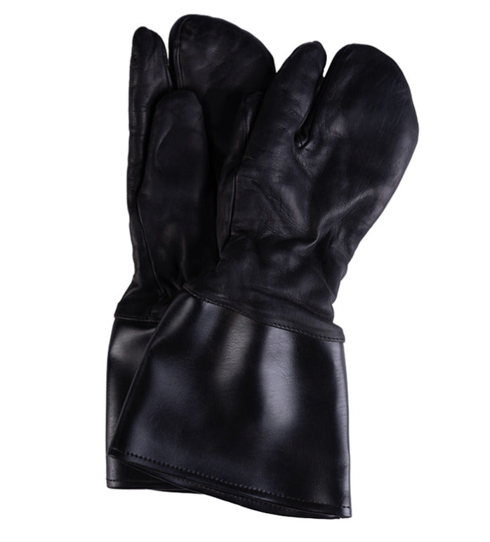 East German Motorcycle Gloves Black Vintage Military Surplus Leather Used
