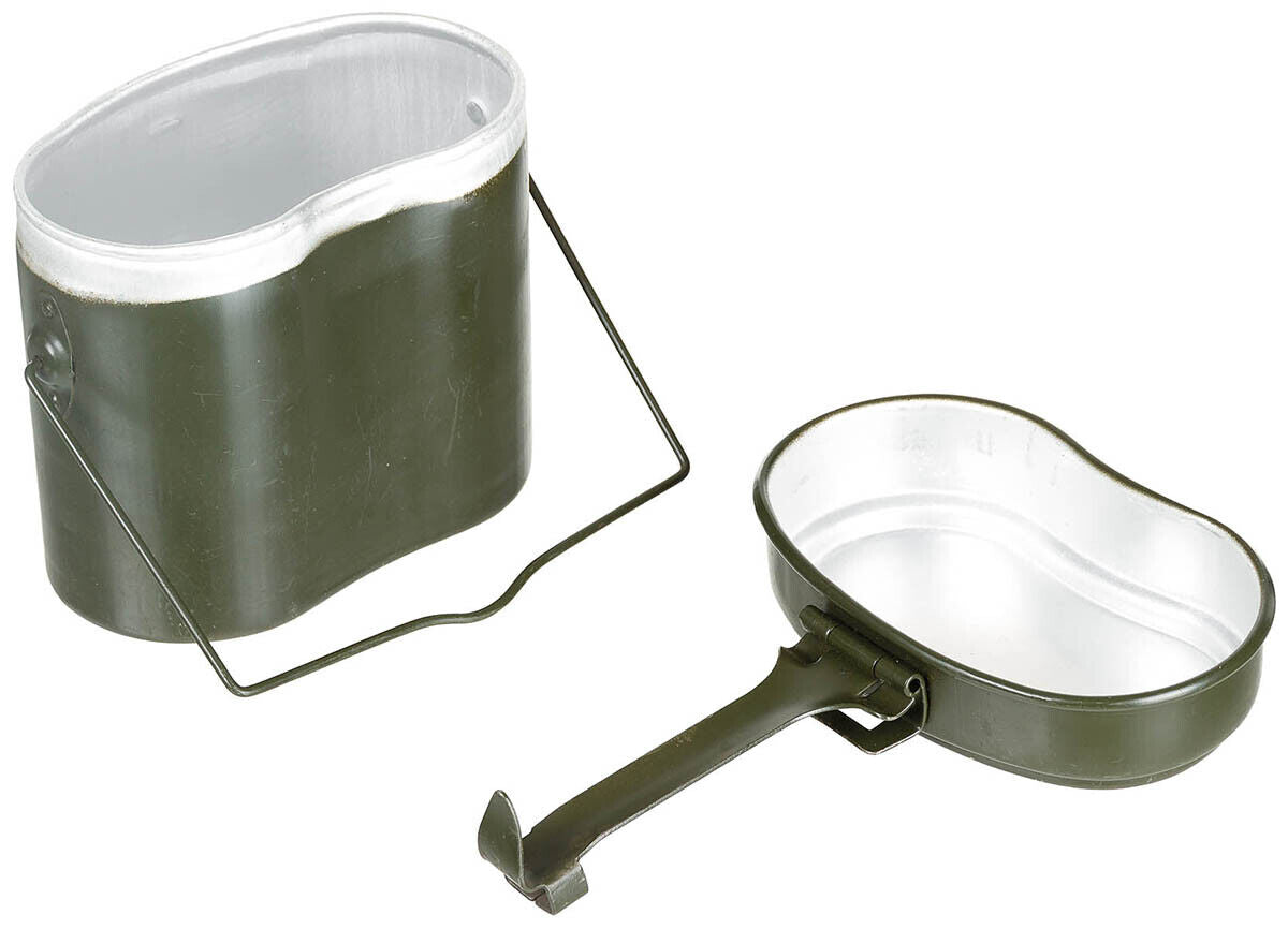 Original Romanian Army Military Mess Kit OD Green 2 Parts Used