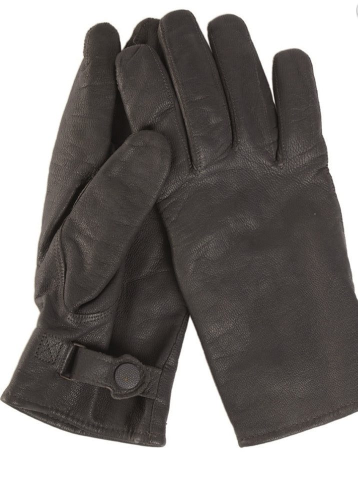 German Army Bundeswehr BW Lined Goat Leather Gloves Black