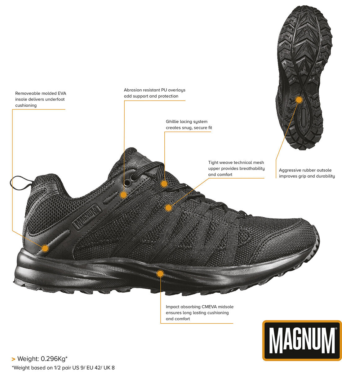 Magnum Storm Trail Lite Uniform Trainers Mens Tactical Sport Hiking Shoes Black