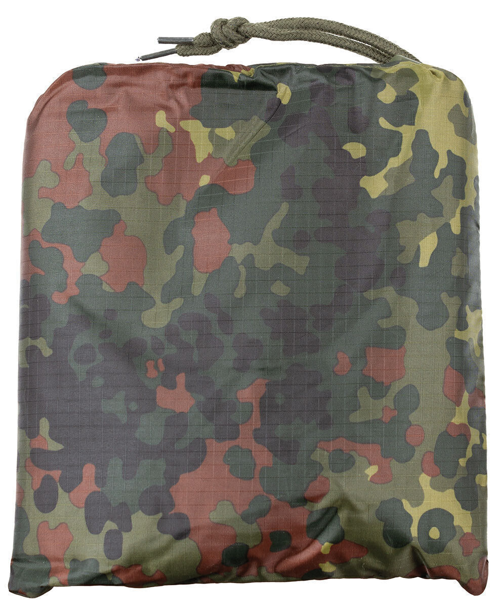 Waterproof Ripstop Poncho Hooded Festival Rain Coat Army Camo Shelter BW Camo