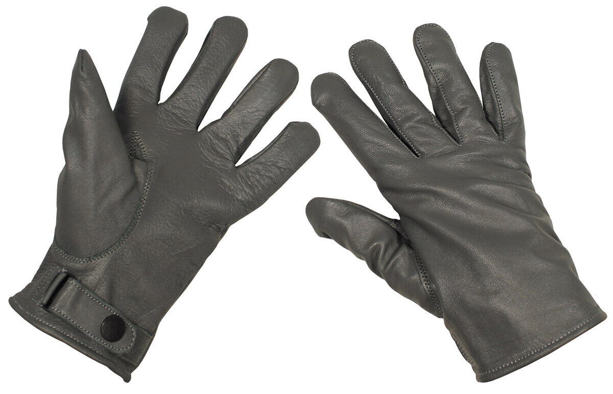 Bundeswehr Classic German Army Leather Gloves Military Grey