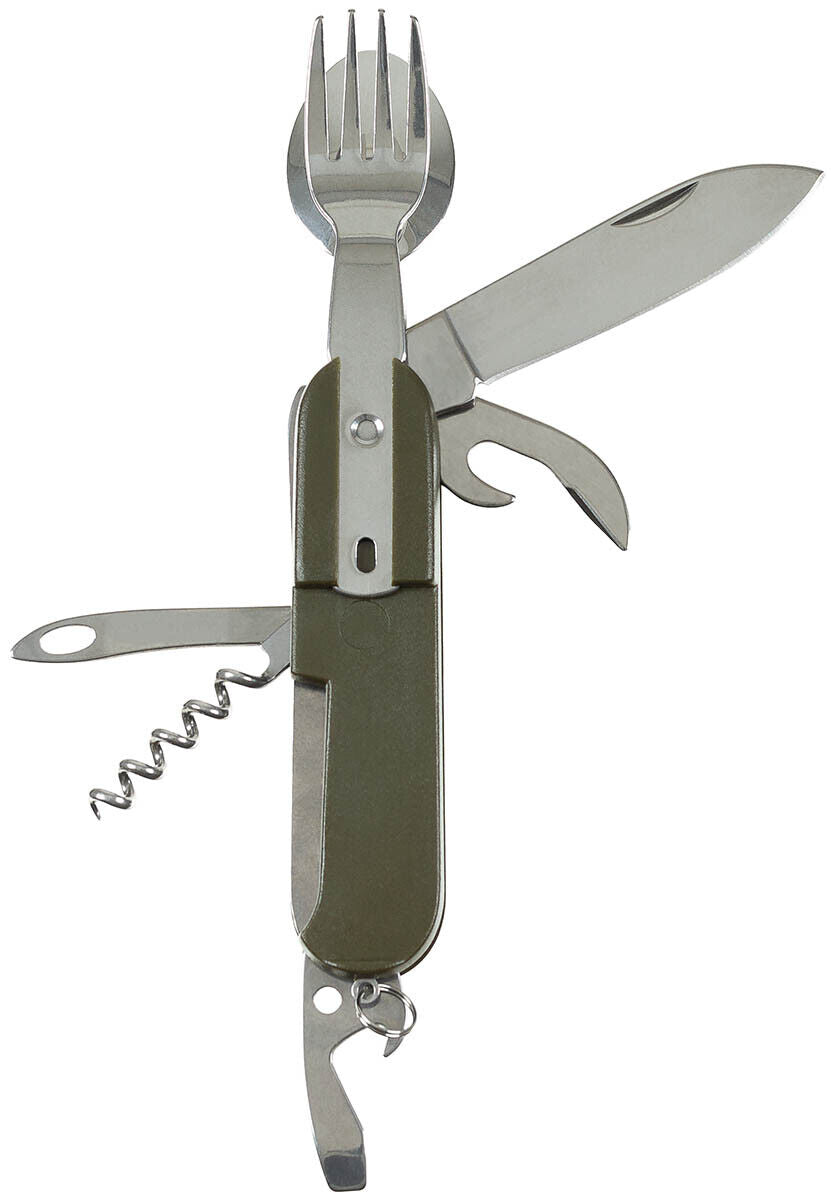 Pocket Knife Military Army Camping Hunting OD Green Fork And Spoon
