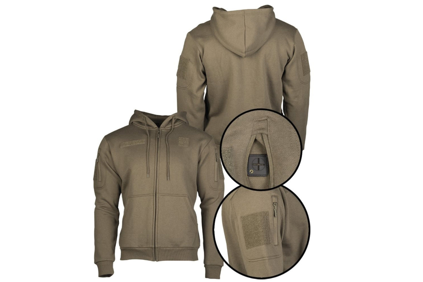 MIL-TEC Ranger Military Tactical Zipped Hoodie Sweater Mens Outdoor OD Green