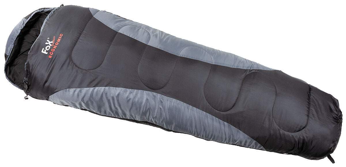 Economic Mummy Sleeping Bag Black-Grey -4?C to +18?C Hood & Drawstrings