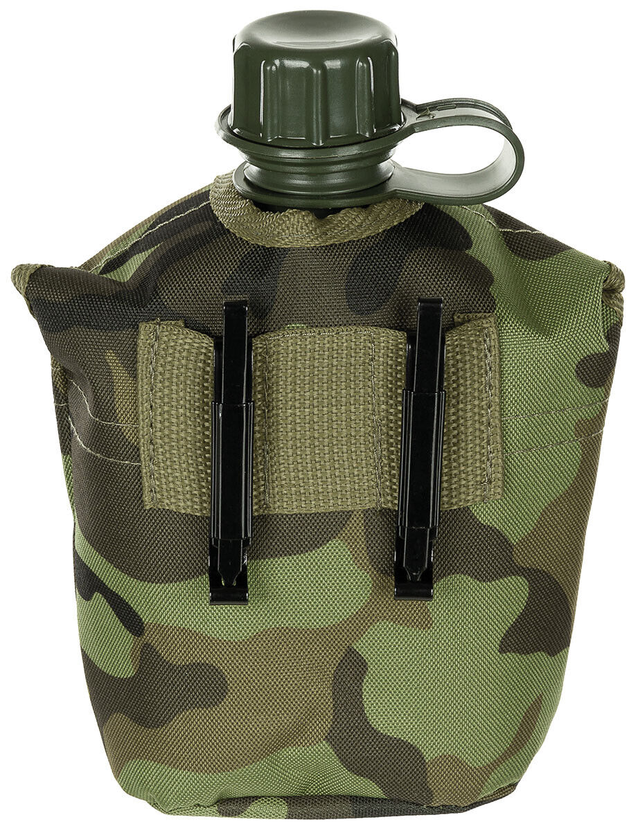 US Army Military Style Plastic Canteen 1L Cover M 95 CZ Camo BPA Free