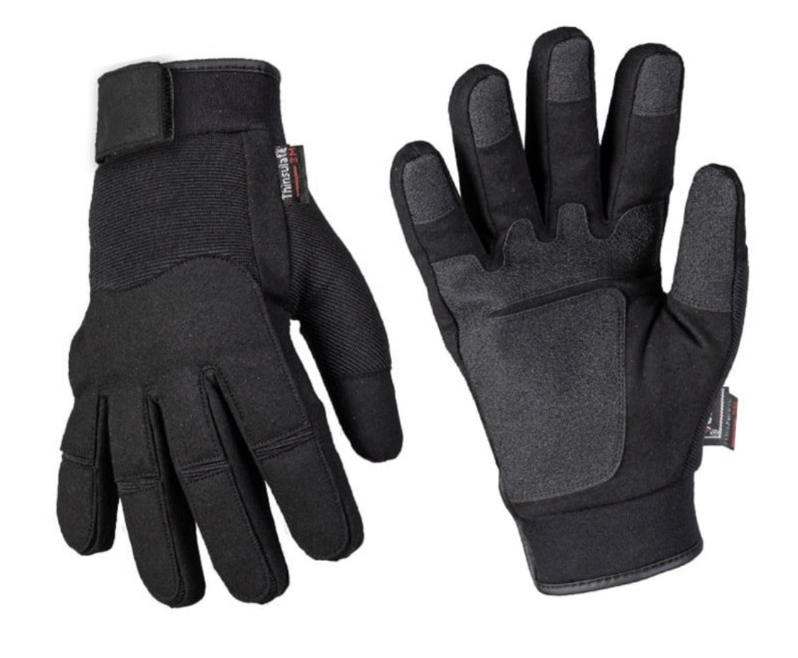 Army Style Winter Warm Gloves Neoprene Membrana Water Repellent Black