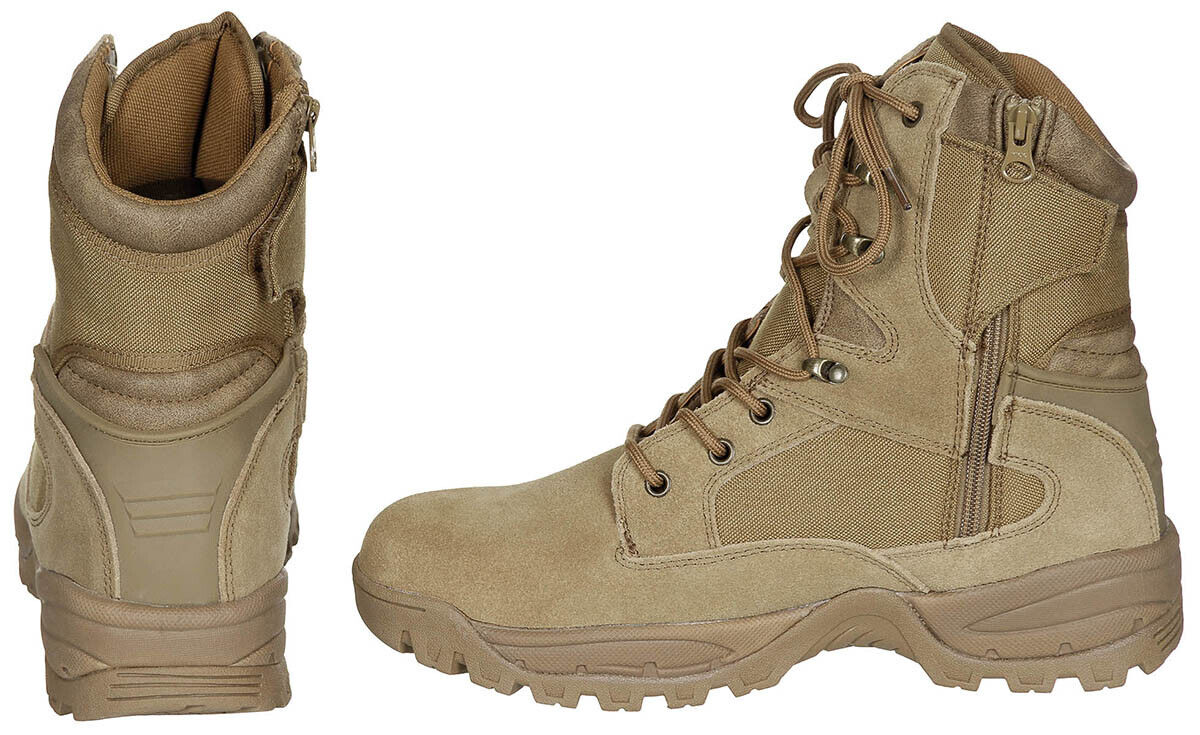 Coyote Tan Cordura Combat Army Boots Water-Repellent Breathable YKK Zip Bootleg