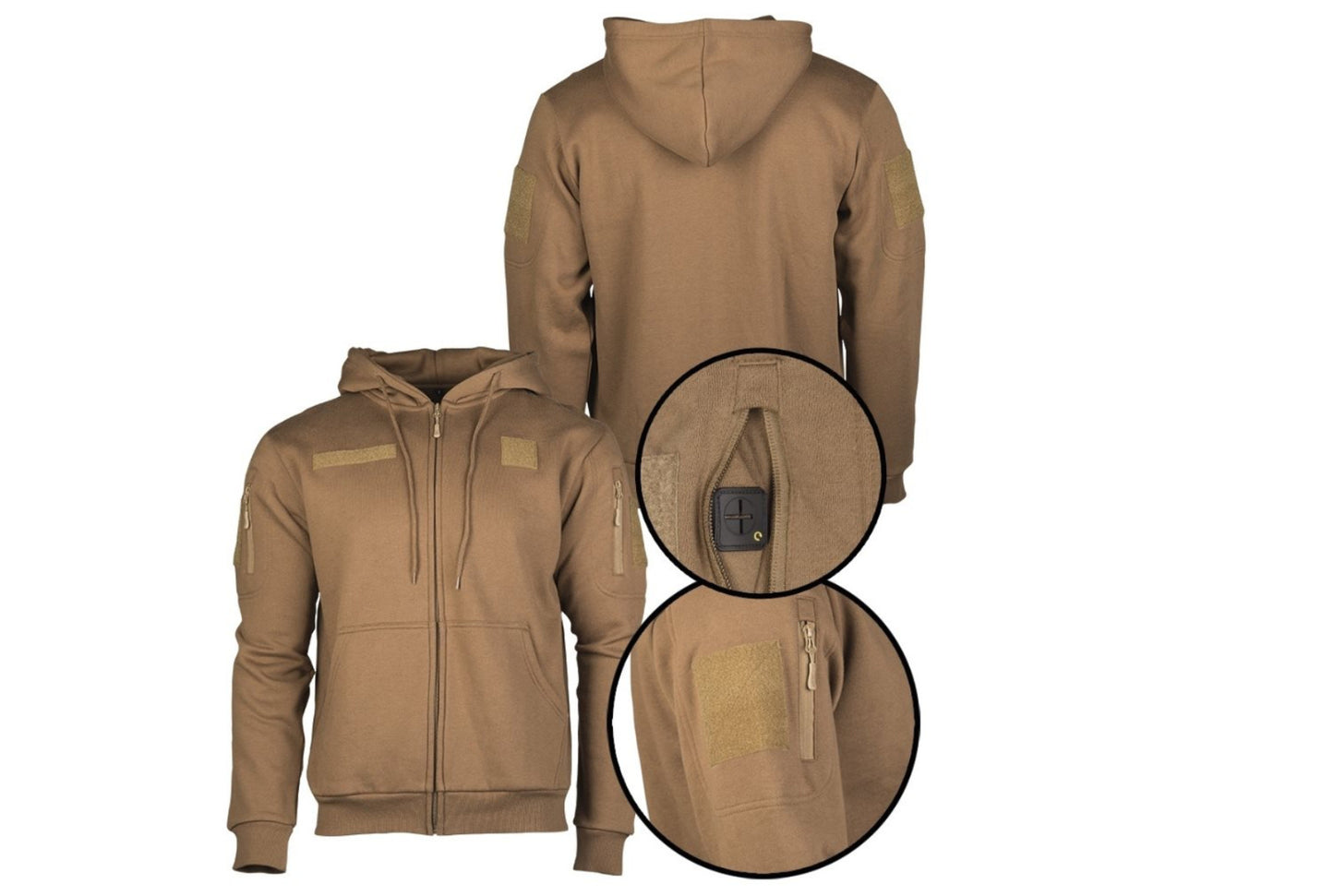 MIL-TEC Sport Military Tactical Zipped Hoodie Sweater Mens Outdoor Dark Coyote