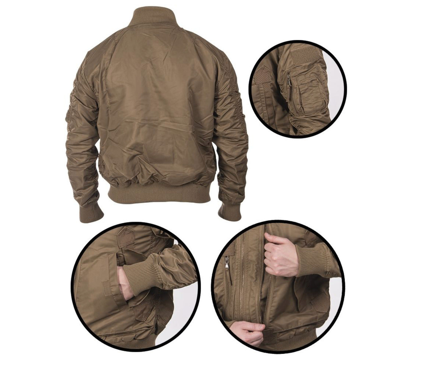 MIL-TEC US Army Tactical Flight Jacket Men Bomber Windblocker Travel Dark Coyote