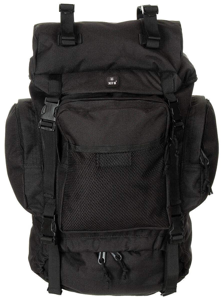 Tactical Large Backpack Black Adjustable Straps Detachable Chest Strap Padded