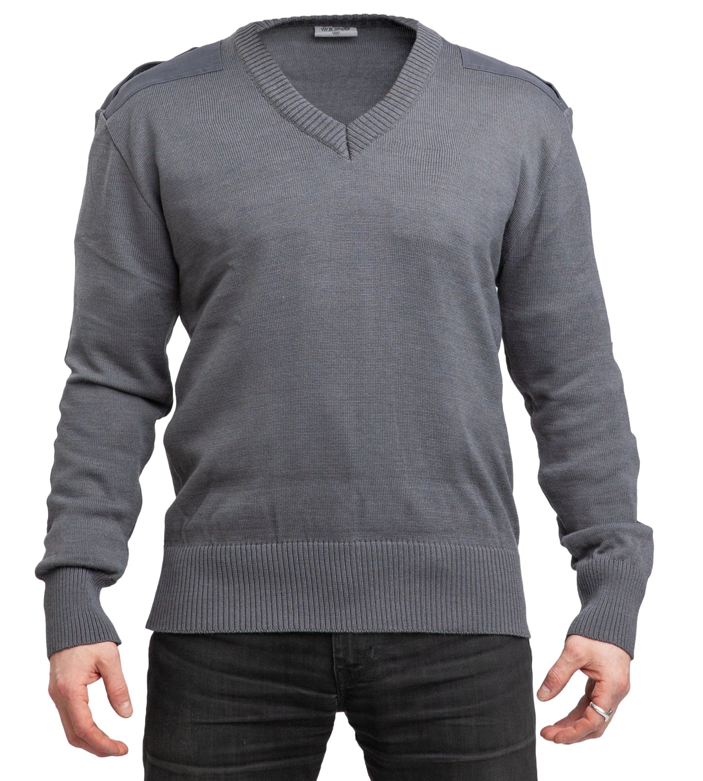 Original Austrian Army Military BH V-neck Pullover Grey 50% Wool New