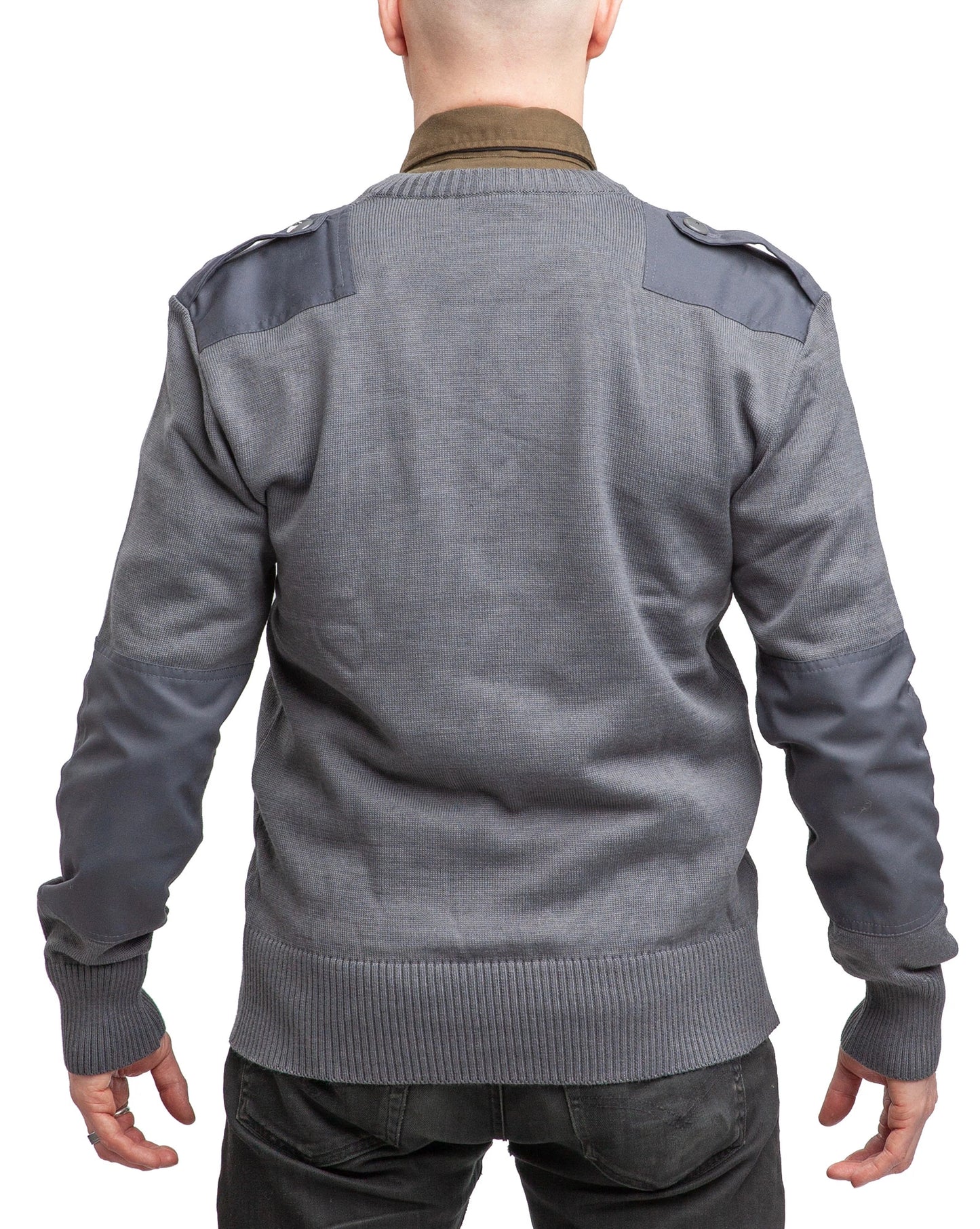 Original Austrian Army Military BH V-neck Pullover Grey 50% Wool New
