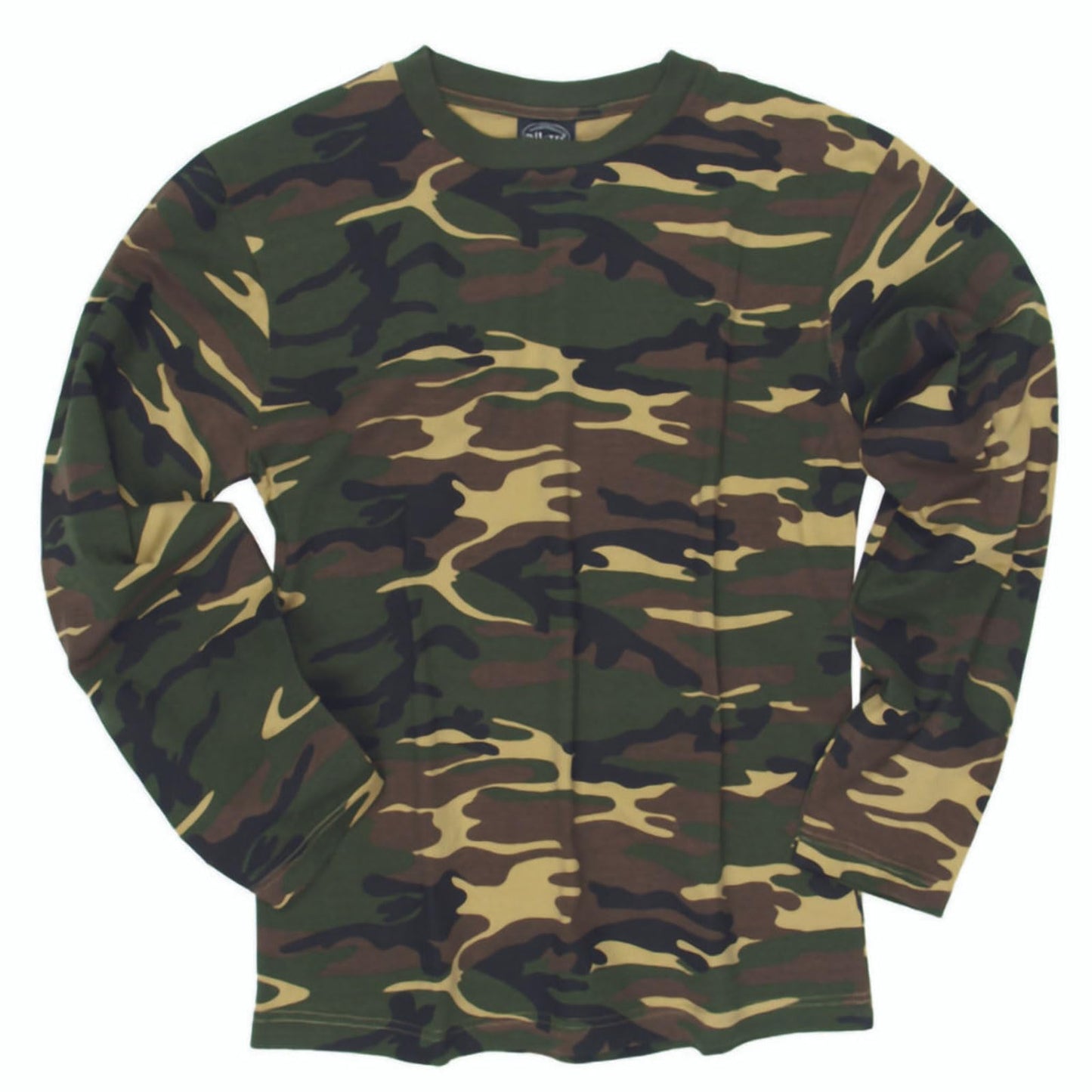 Mil-Tec Men's Camo Durable Cotton Lightweight Breathable Active Tactical Outdoor Crew Neck Straight Cut Long-Sleeve T-Shirt