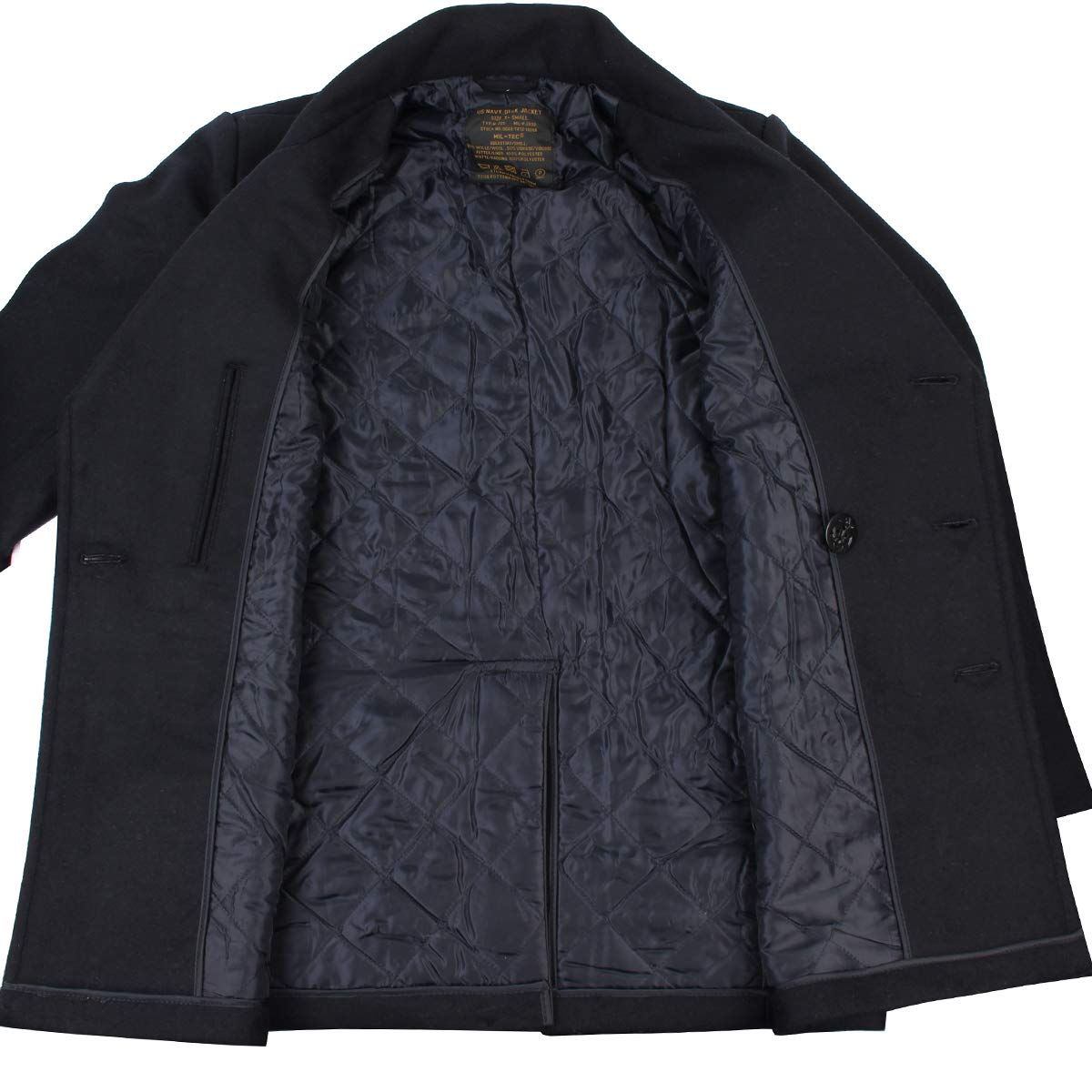 Mil-Tec US Navy Men’s Pea Coat – Dark Blue Wool Blend Jacket
