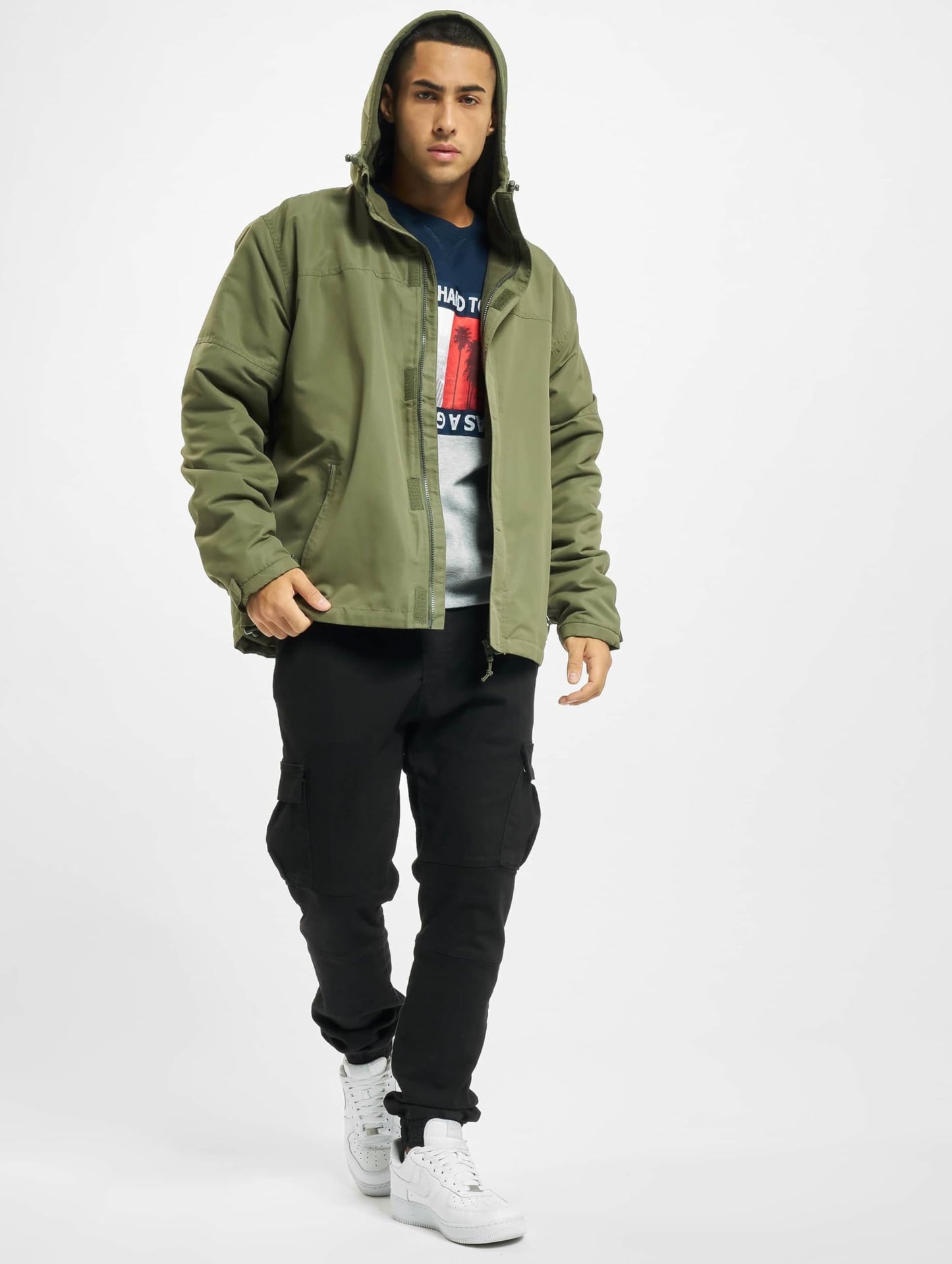 Brandit Men’s Windbreaker Front Zip – Waterproof Outdoor Jacket Olive size S