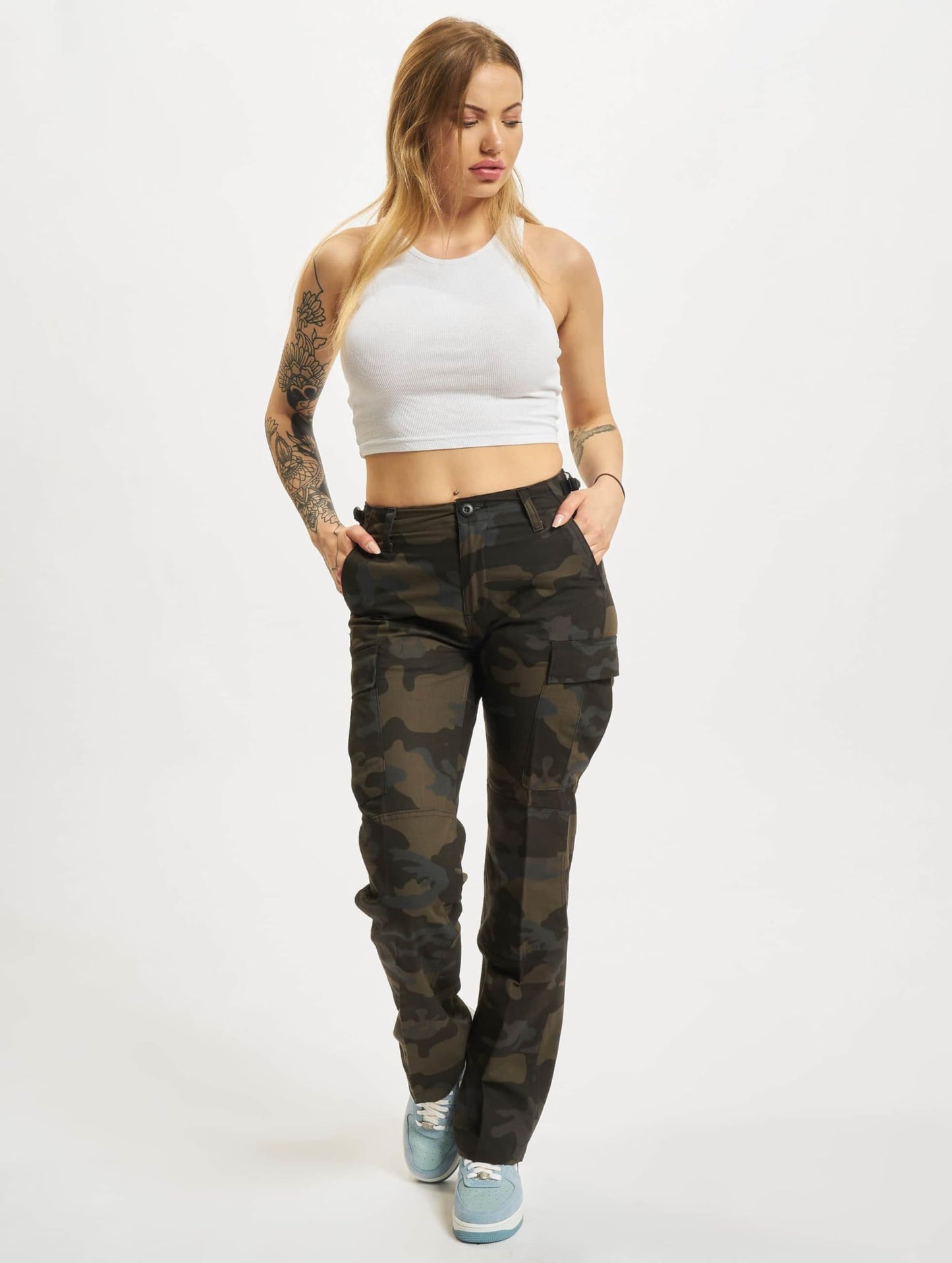 Brandit Women's BDU Ripstop Pants, Dark Camo, 4 US