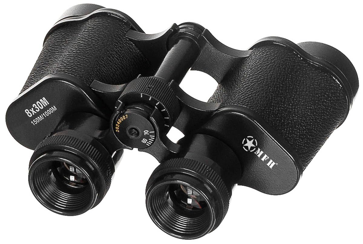 MFH Binoculars 8 x 30 Black with Leather Case for Hunting