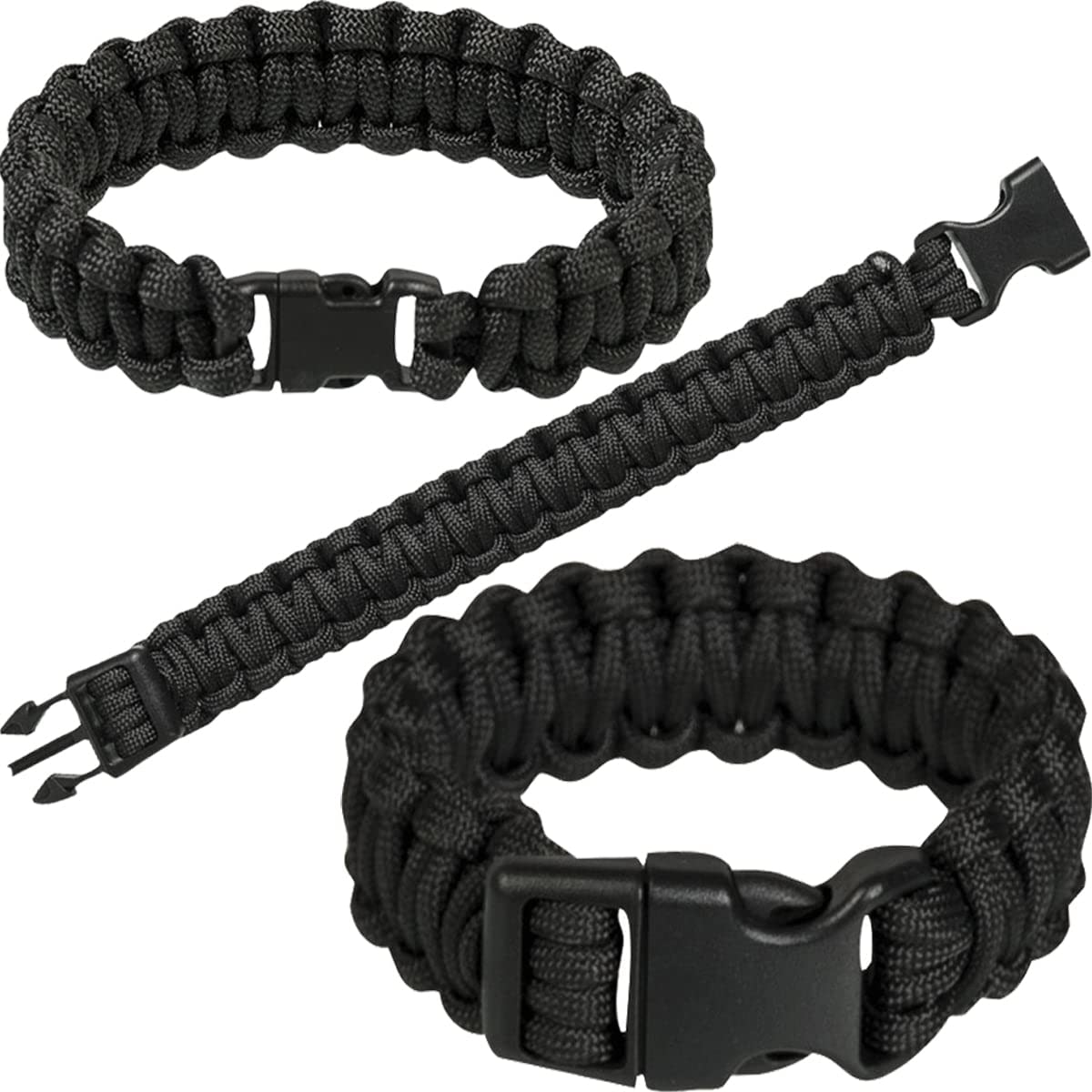 Black Paracord Survival Bracelet – 15mm Rope with Plastic Clip, 400lb Strength