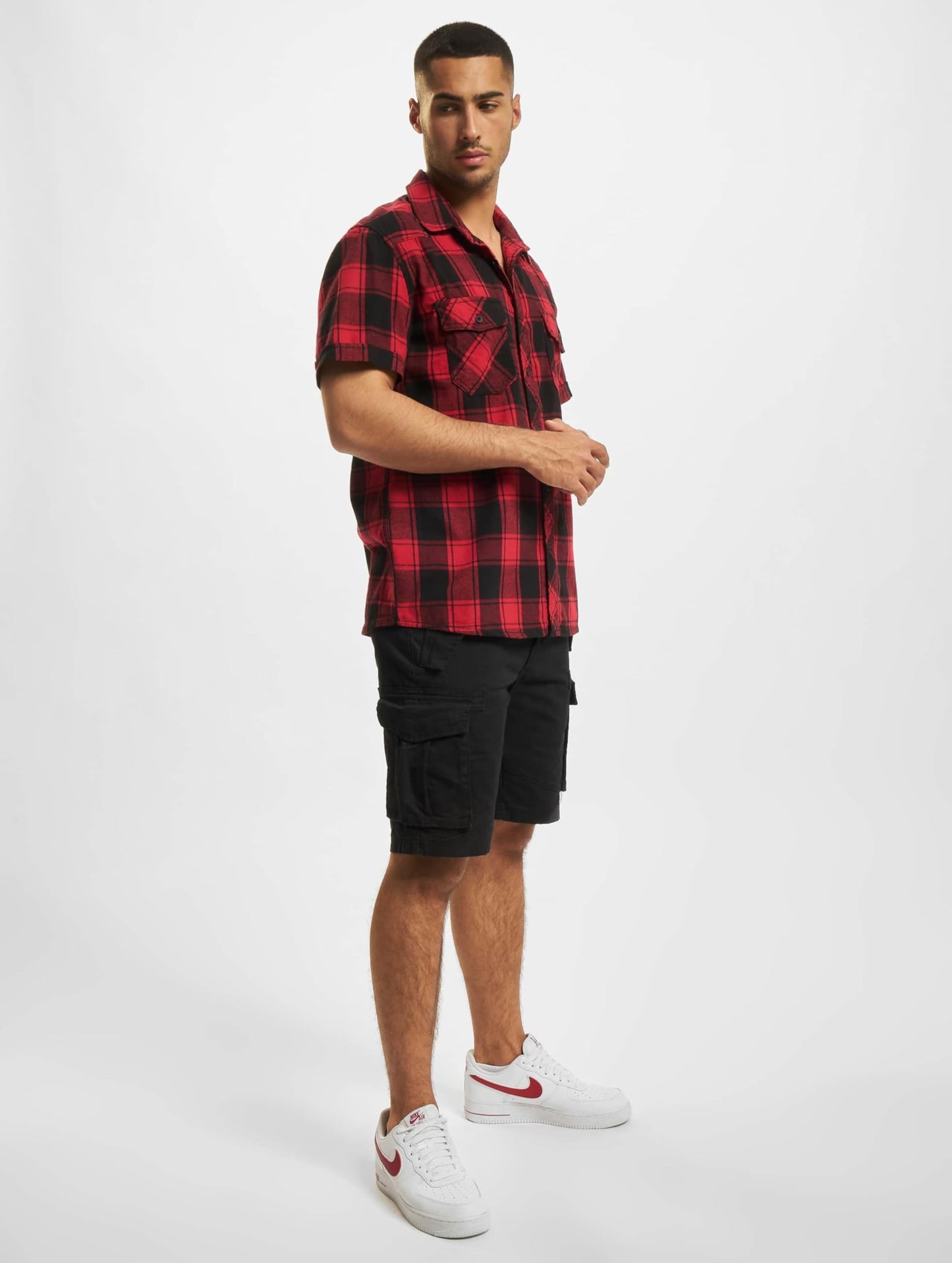 Brandit Men's Half Sleeve Check Shirt Red/Black
