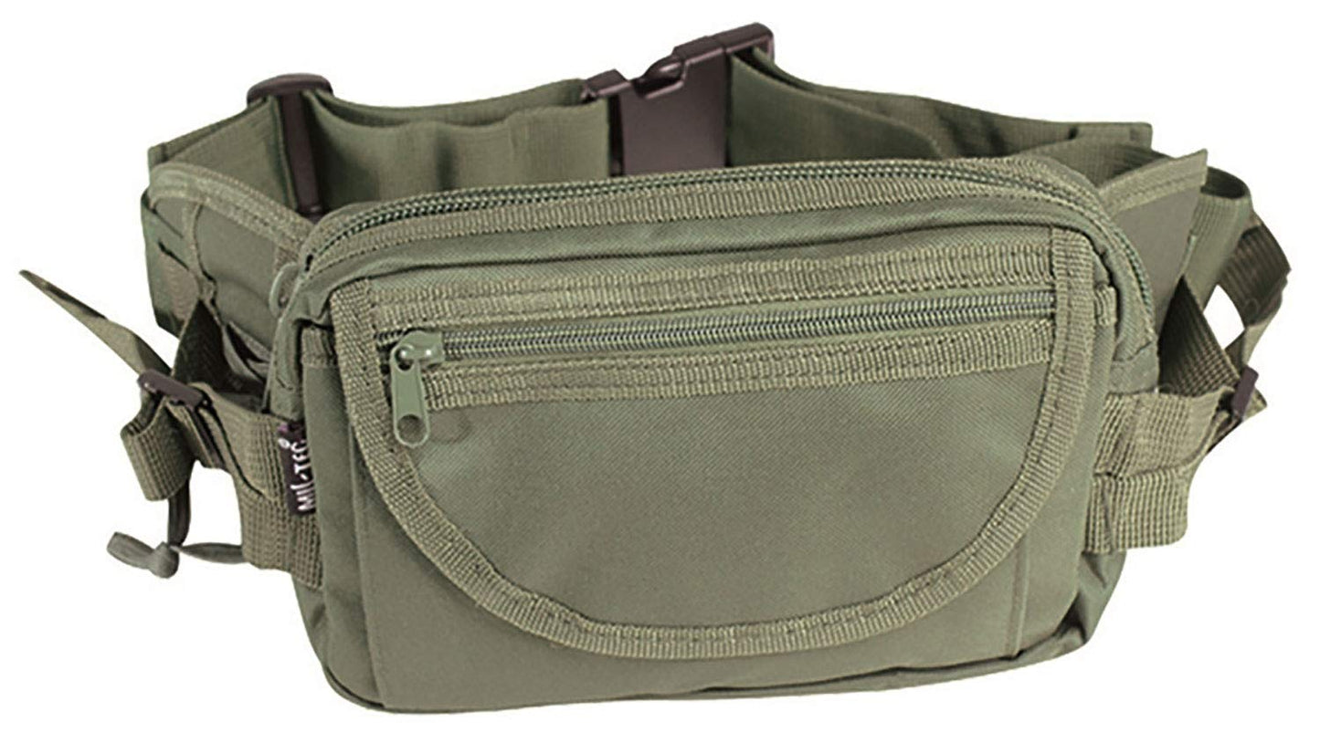 Mil-Tec Large Olive Green Waist Pack Nylon Travel Belt Bag with Pockets