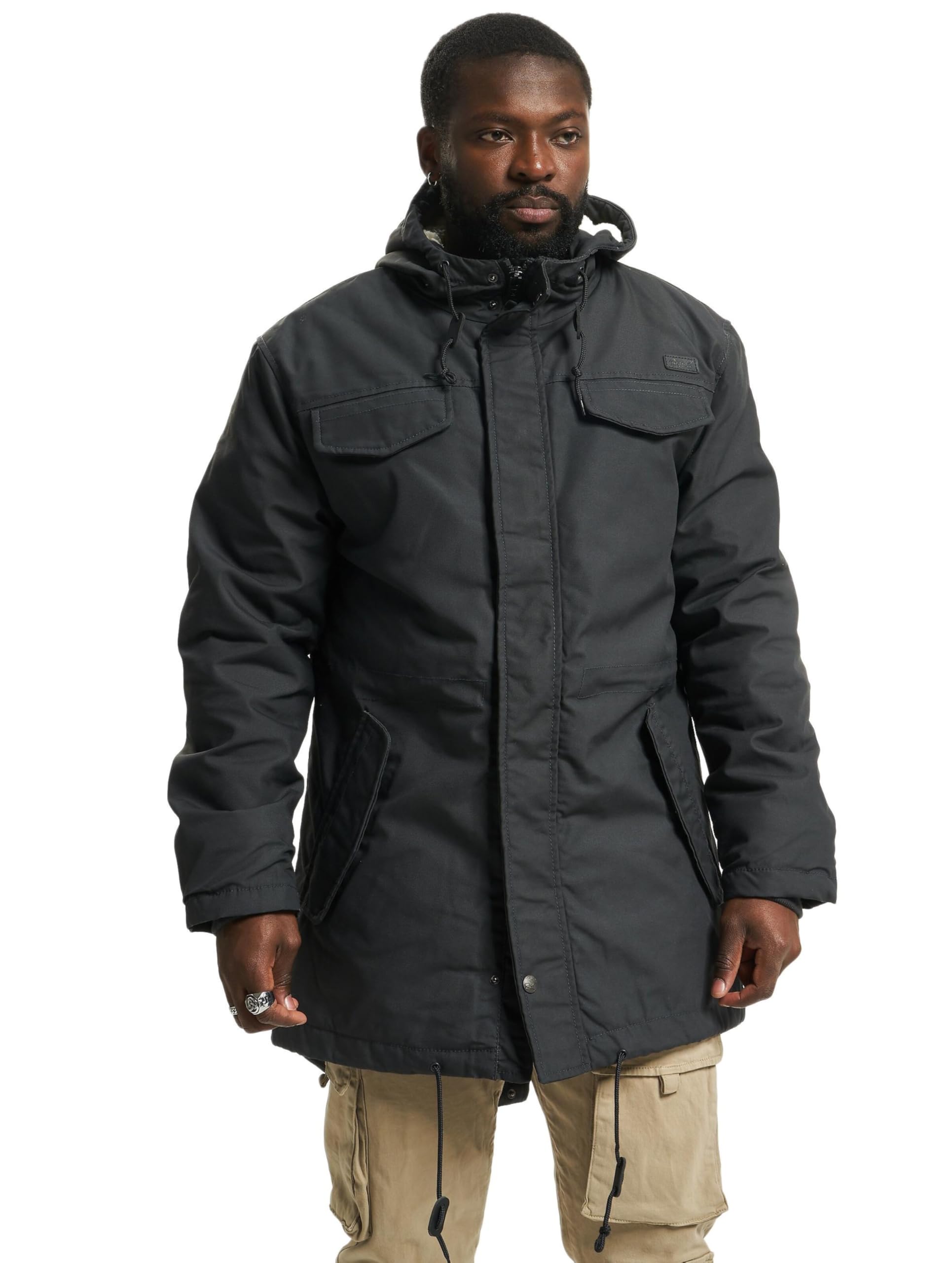 Brandit Men Winter Jacket Marsh Lake Parka, Color:Anthracite, Size:L