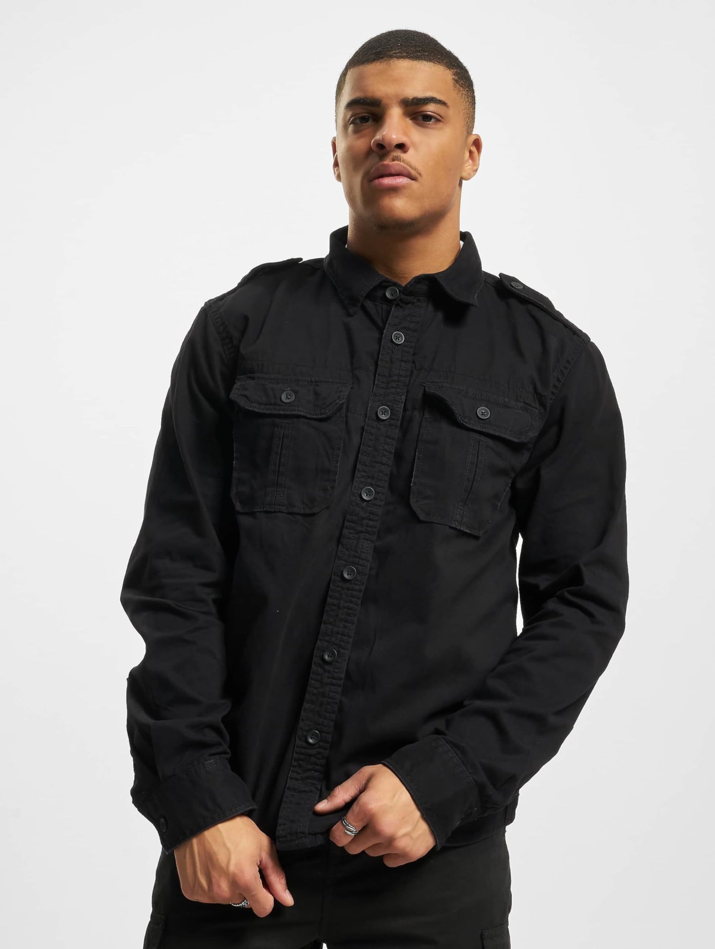 Brandit Vintage Long Sleeve Shirt Black L – Men’s Cotton Military Style