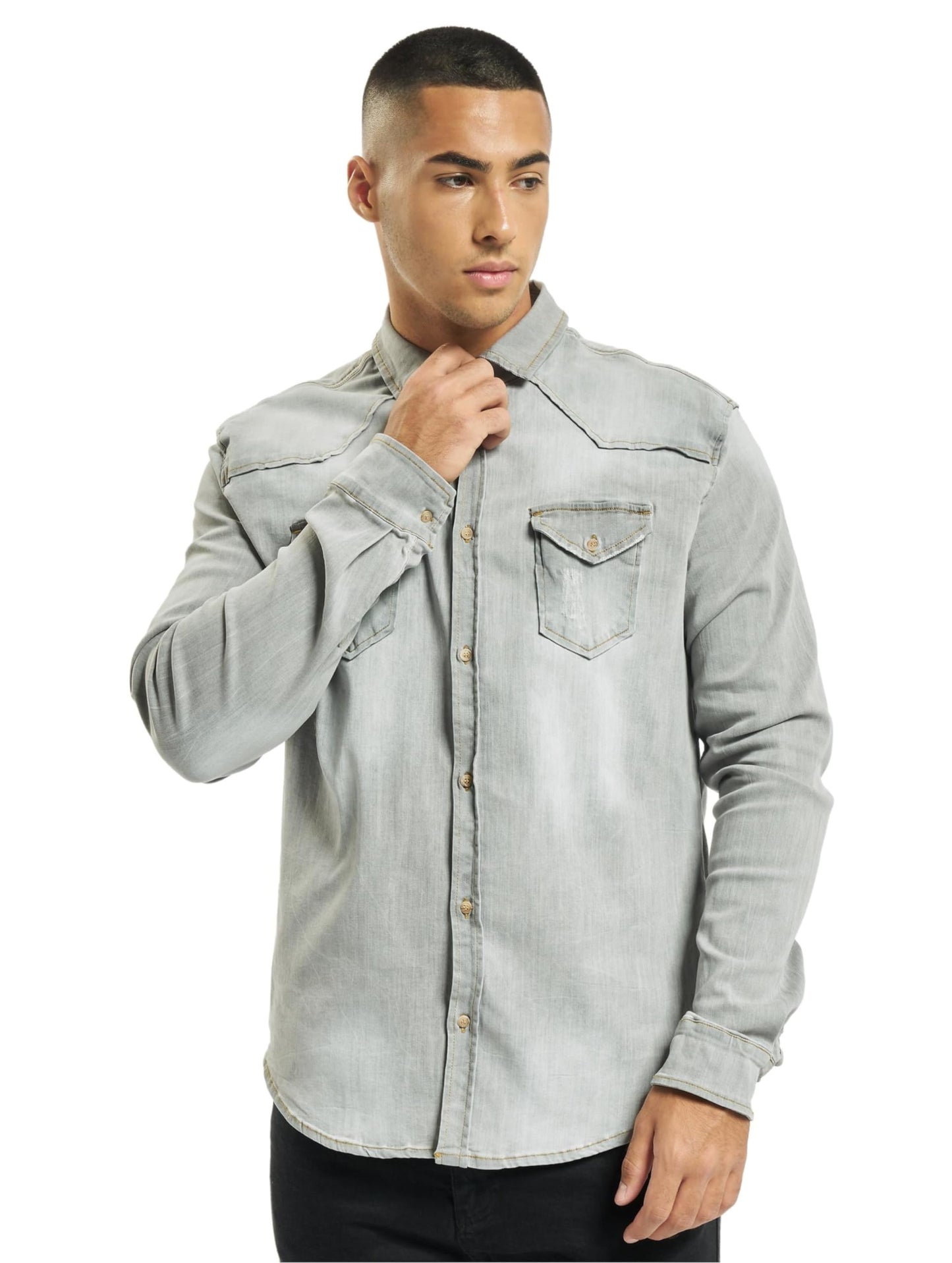 Brandit Men's Riley Denim Shirt Gray Denim