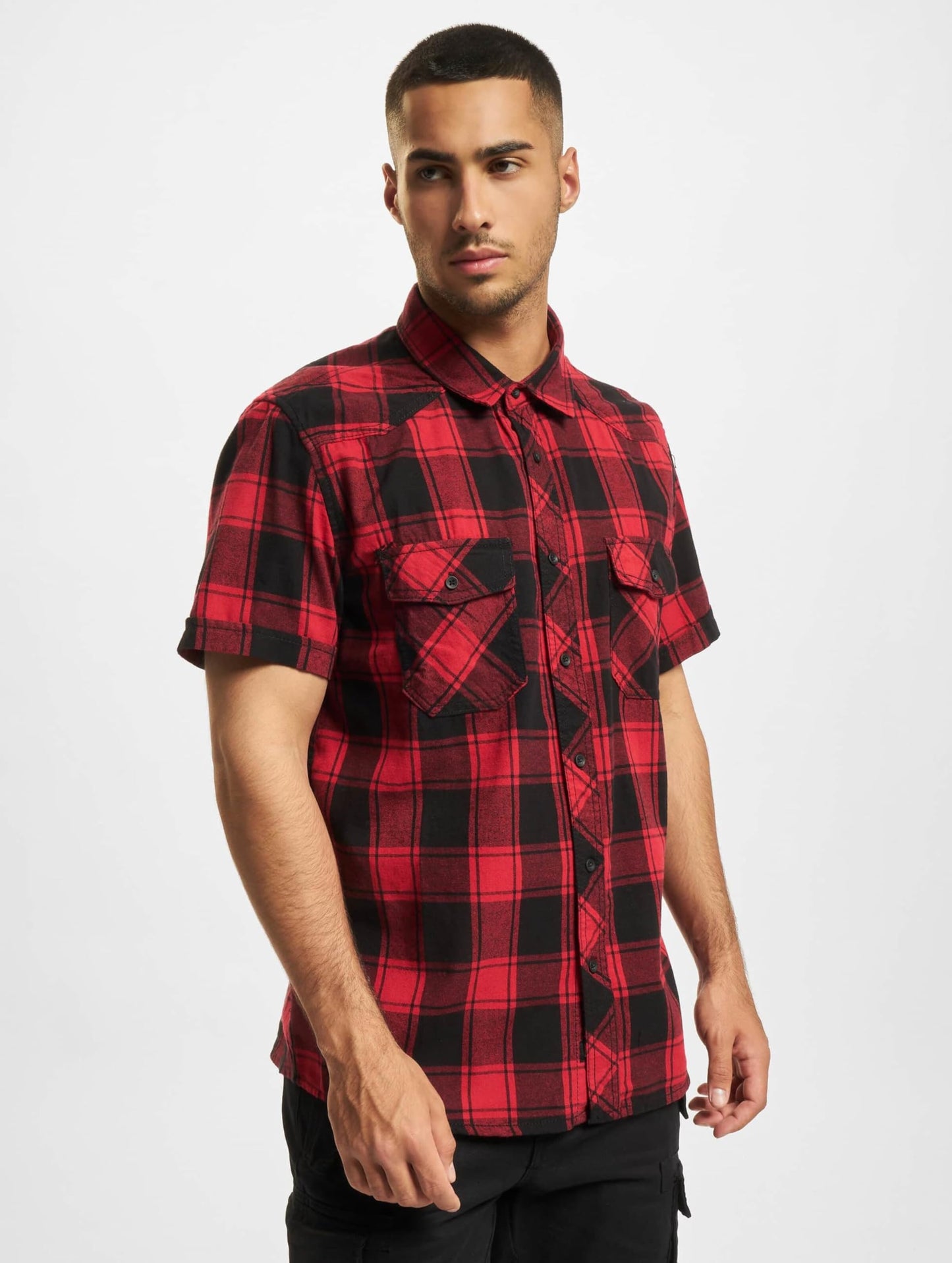 Brandit Men's Half Sleeve Check Shirt Red/Black