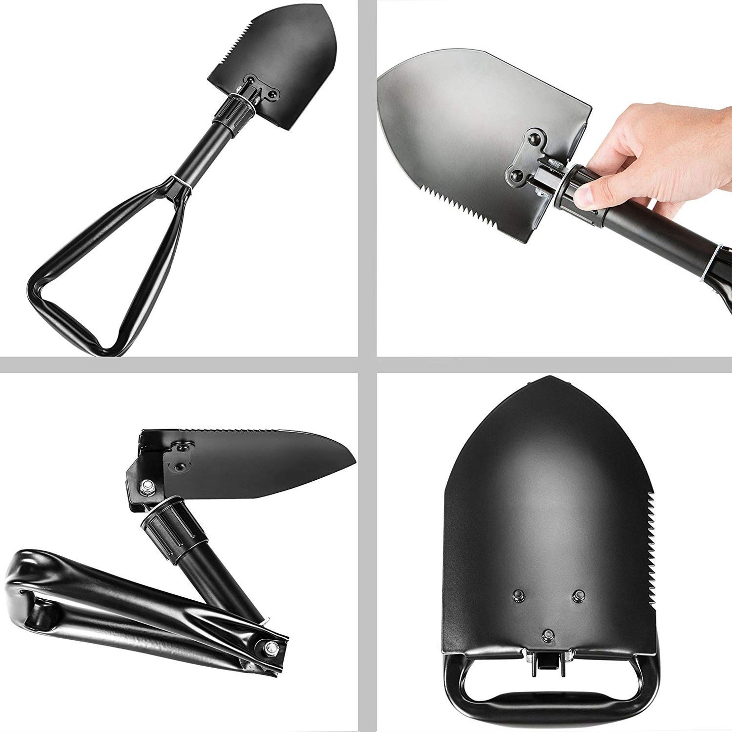 Mini Triple Folding Spade – Compact Survival Shovel with Carry Pouch