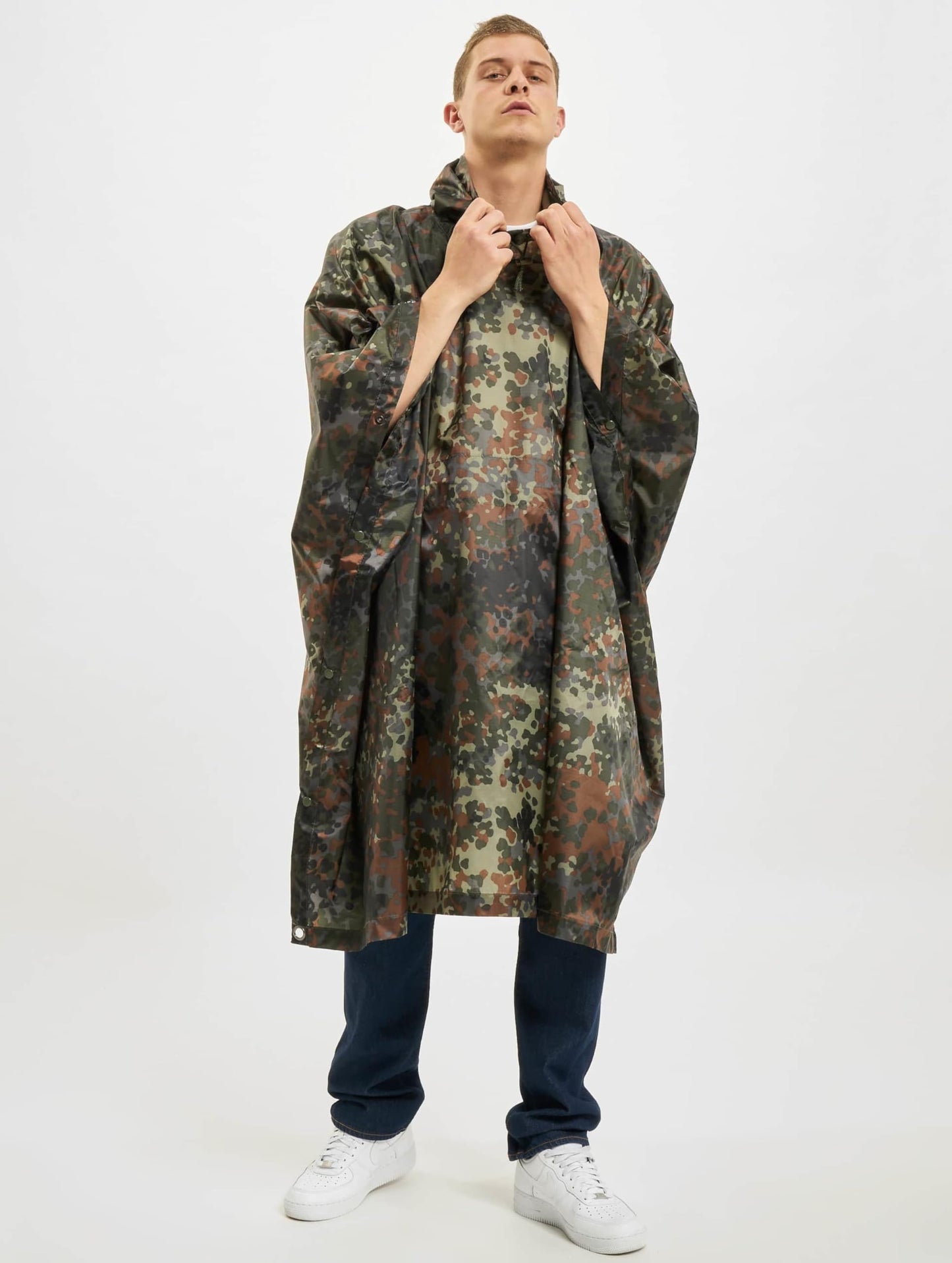 Brandit Unisex Ripstop Rain Poncho Flecktarn Camo – Waterproof Outdoor Gear